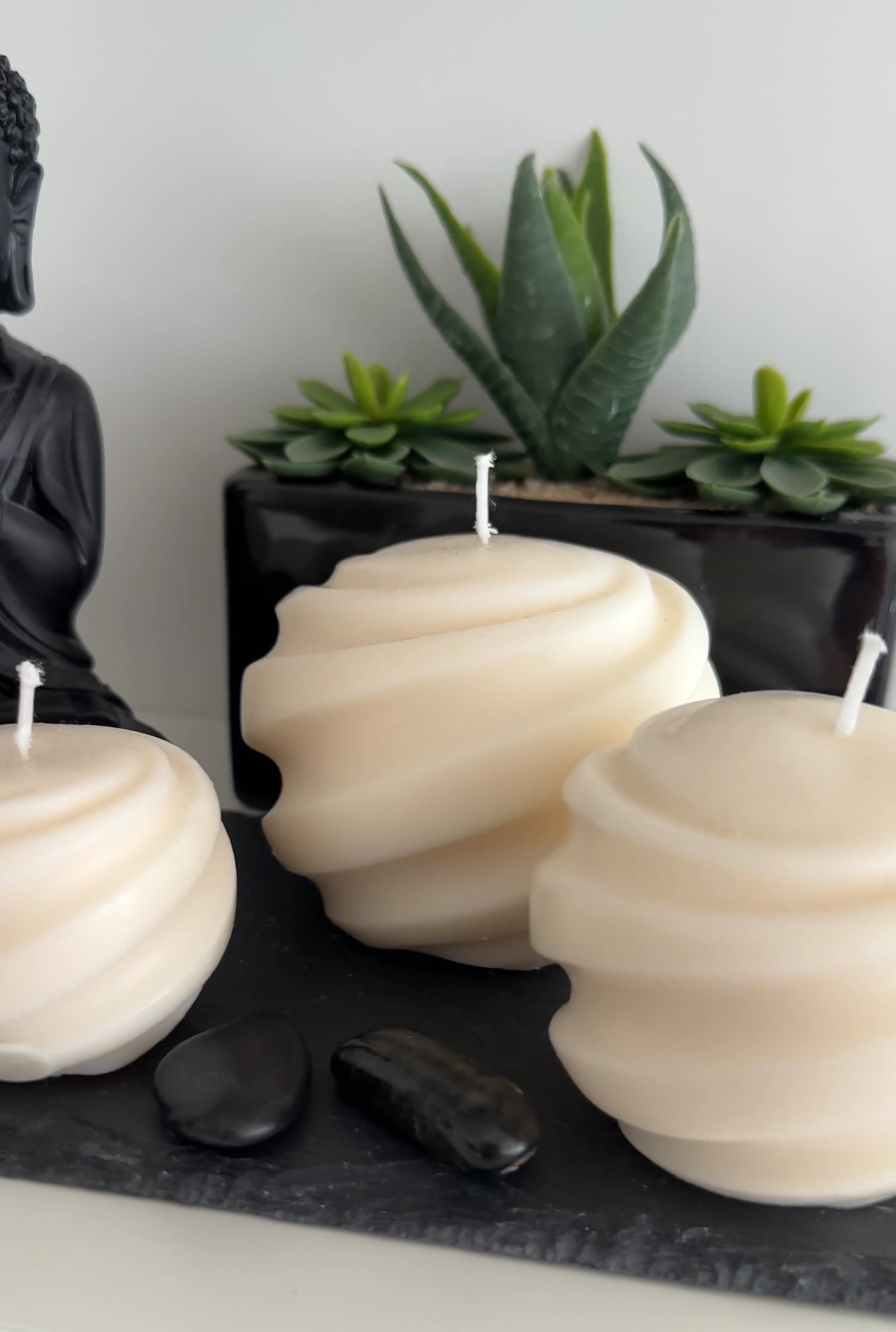 Spirallicht – 3er-Set gewundene Kerzen aus Sojawachs