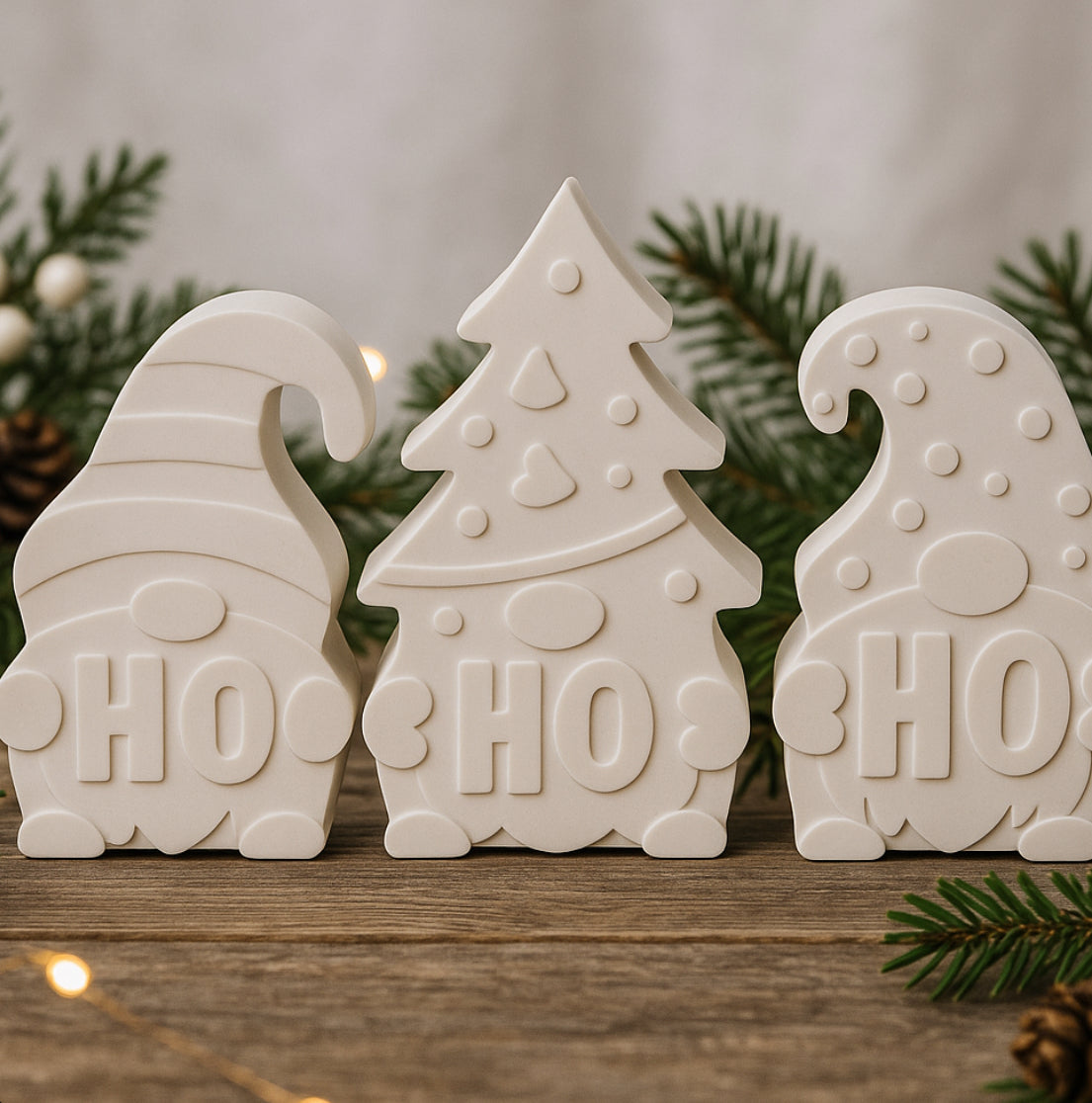 Deko-Wichtel „Ho Ho Ho“ – 3er-Set