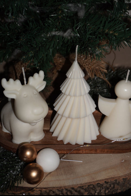 Winterzauber – Kerzenset mit Holztablett